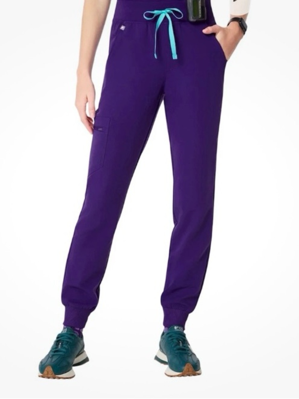 Figs Zamora Jogger Scrub Pants Women’s M Tall Purple Six Pockets Yoga Waistband